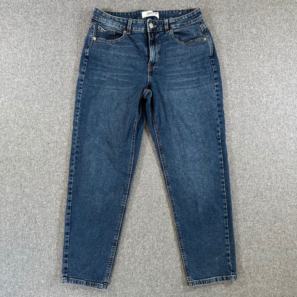 Ardene Mom Jeans Womens Size 07 Dark Wash Blue High Waisted Tapered Denim Pants